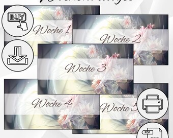 Budget settimanale | Safari notturno | Pagine di copertina | con tracker | Planner | Raccoglitore | Risparmio | Metodo di copertina | A6 | Dashboard | Scarica | PDF