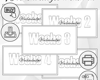 Budget settimanale | design pulito | copertine | con tracker | planner | raccoglitore | risparmi | metodo di copertina | A6 | dashboard | download | PDF