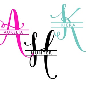 Split monogram Alphabet SVG, PNG, Split monogram frame alphabet, cut file for silhouette, 26 individual svg png, cut files
