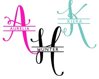 Split monogram Alphabet SVG, PNG, Split monogram frame alphabet, cut file for silhouette, 26 individual svg png, cut files