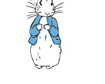 Peter Rabbit, schattig konijntje SVG | Blauwe jas konijn lijntekeningen | Woodland kwekerij clipart | Cricut & silhouetgesneden bestand | Direct downloaden