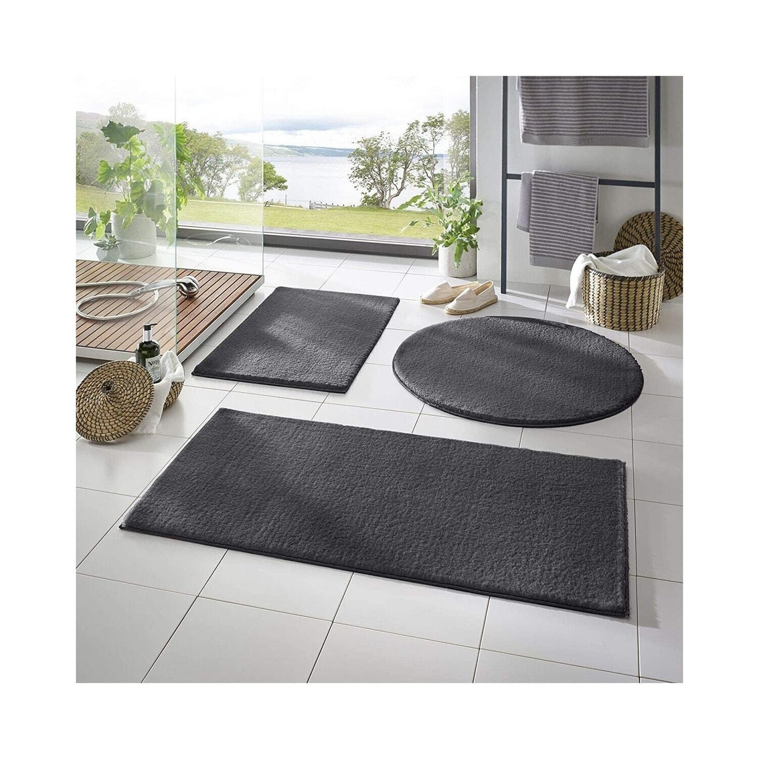 Set of 3 Bath Mat, Decorative Bathroom Rug, Nonslip Bathroom Decor