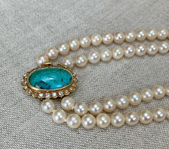 Vintage Double Strand Cultured Pearl Choker Neckl… - image 4