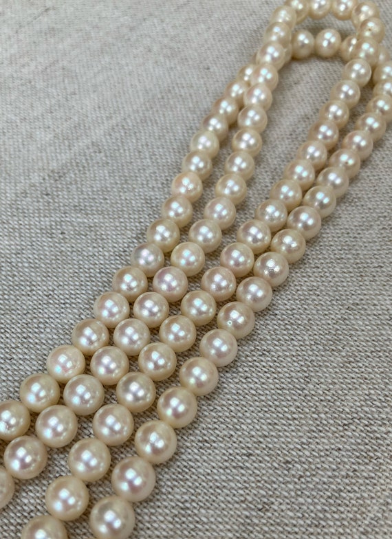 Vintage Double Strand Cultured Pearl Choker Neckl… - image 5