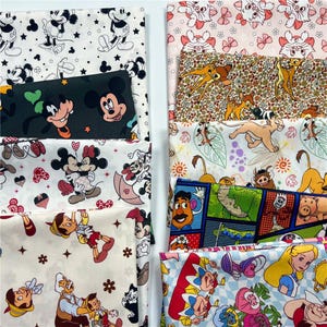 Caroon Disney Fabric Cotton Fabric Plain Sewing Cloth By Half Yard 100% cotton Mickey, Minnie, Marie, Toy Story, Alice, Pinocchio, Bambi