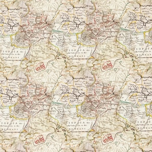 Vintage Stoff Landkarte Stoff Baumwollstoff Bedruckt Schlichtes Nähtuch 145cm x 1/2 Yard 100% Baumwolle