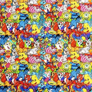 Cartoon Animal Cotton Fabric Printed Plain Sewing Cloth 43Inch x 1/2 Yard
