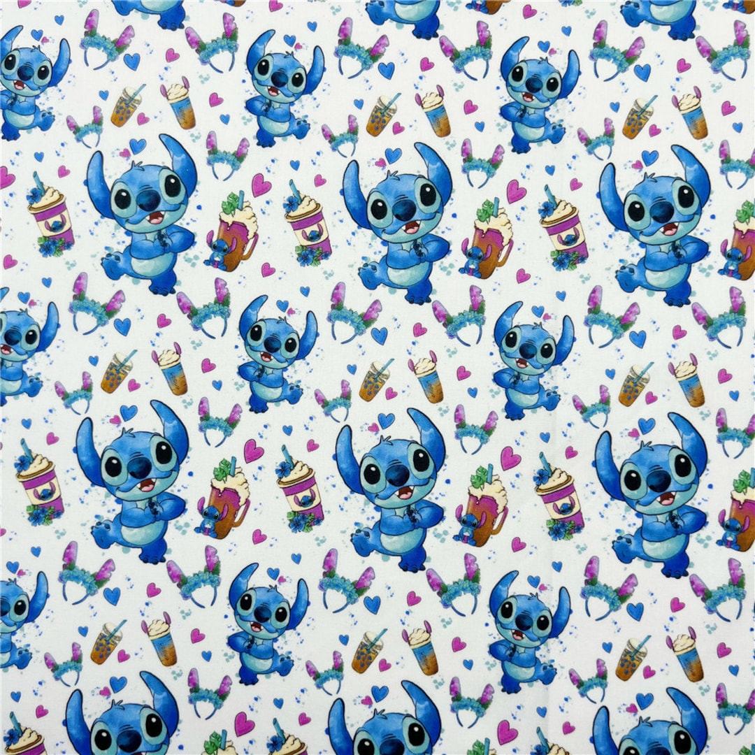 Caroon Disney Lilo Stitch Cotton Fabric Printed Plain Sewing Cloth ...