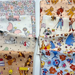 Caroon Disney Fabric Bambi, Toy Story, Winnie the Pooh, Chip and Dale, Dumbo Cotton Fabric Plain Sewing Cloth 57Inch x 1/2 Yard 100% cotton