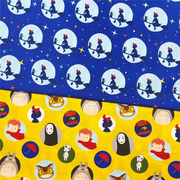 Kiki Delivery Service Fabric Pikachu Fabric Totoro fabric Cartoon Anime Cotton Fabric Printed Plain Sewing Cloth