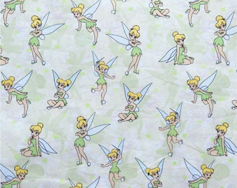 Tissu en coton imprimé Fée Clochette de dessin animé, tissu à coudre uni, 43 pouces x 1/2 mètre