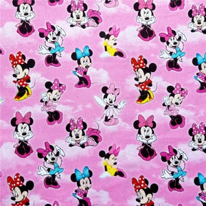 Cartoon Minnie Cotton Fabric Printed Plain Sewing Cloth 43Inch x 1/2 Yard