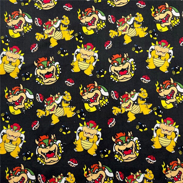 Caroon Super Mario Bros. Fabric Bowser Fabric Cotton Fabric Printed Plain Sewing Cloth 57Inch x 1/2 Yard 100% cotton