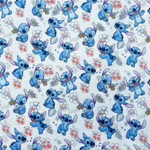 Caroon Disney lilo Stitch Cotton Fabric Printed Plain Sewing Cloth 57Inch x 1/2 Yard 100% cotton