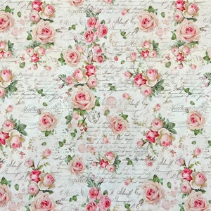 Tessuto vintage, tessuto floreale, tessuto di cotone stampato, panno da cucire semplice, 57 pollici x 0,5 m, 100% cotone