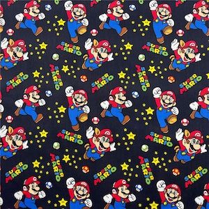 Caroon Super Mario Bros. Stoff Baumwollstoff Bedruckt Plain Nähtuch 57 Inch x 1/2 Yard 100% Baumwolle