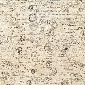Tessuto vintage con lettere, tessuto di cotone, stampato, semplice, tessuto da cucito, 57 pollici x 1/2 iarda, 100% cotone