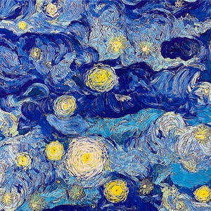 Cotton Fabric world masterpiece Starry sky moon night Sewing Cloth 43Inch x 1/2 Yard