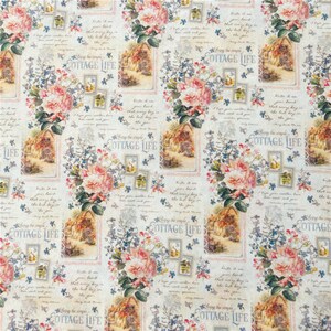 Vintage Fabric Floral Fabric Cotton Fabric Printed Plain Sewing Cloth 57Inch x 1/2 Yard 100% cotton