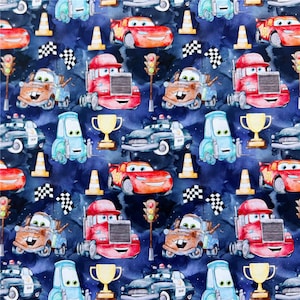 Caroon Lightning McQueen Bawełniana tkanina drukowana gładka tkanina do szycia 43 cale x 1/2 jarda 100% bawełna