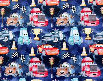 Tela de algodón estampada con Rayo McQueen de Caroon, tela lisa para coser, 43 pulgadas x 1/2 yarda, 100% algodón.