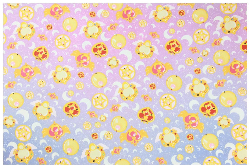 Cartoon Sailor Moon Cotton Fabric Printed Plain Sewing Cloth Fabrics 43Inch x 1/2 Yard