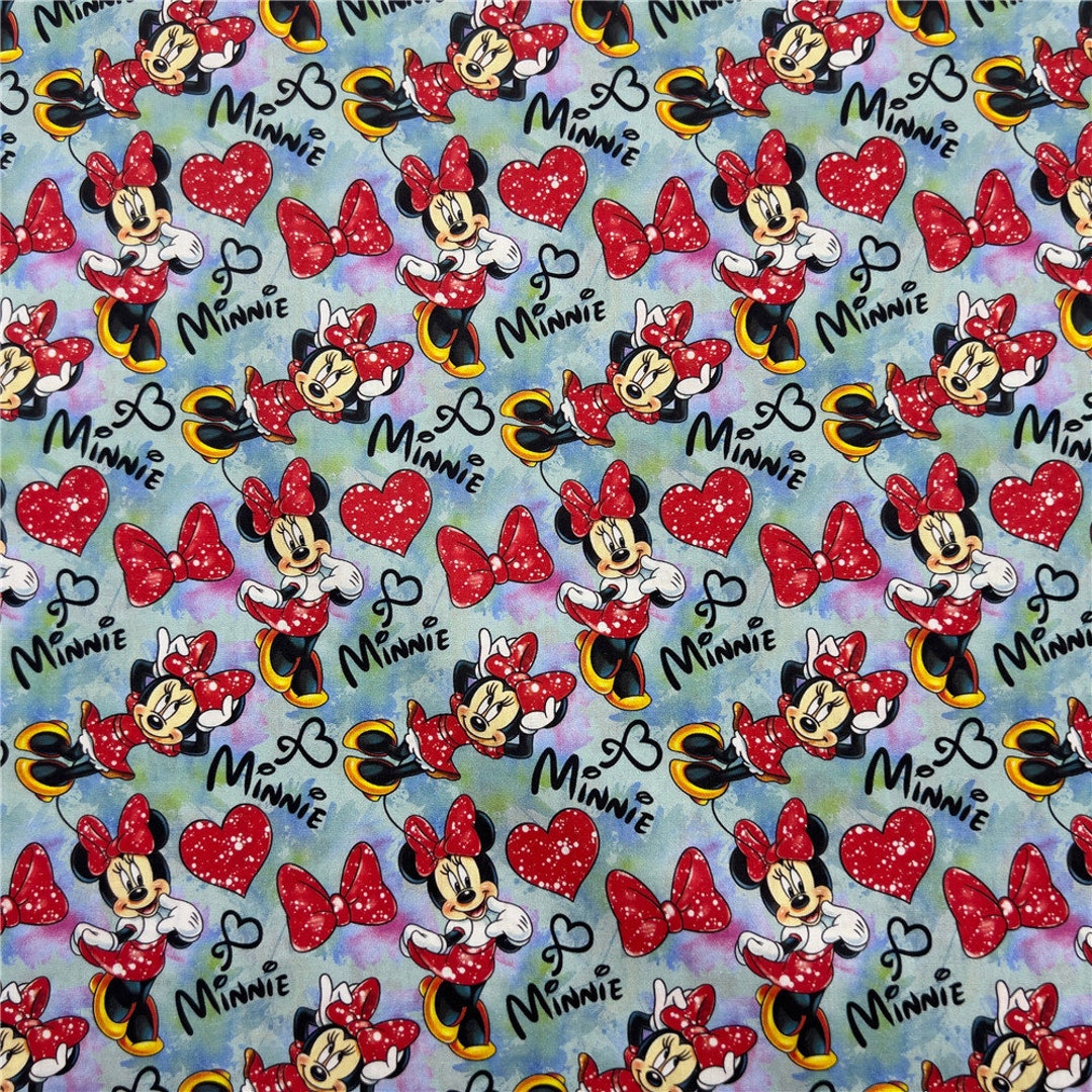 Caroon Disney Fabric Minnie Mouse Fabric Cotton Fabric Printed Plain ...