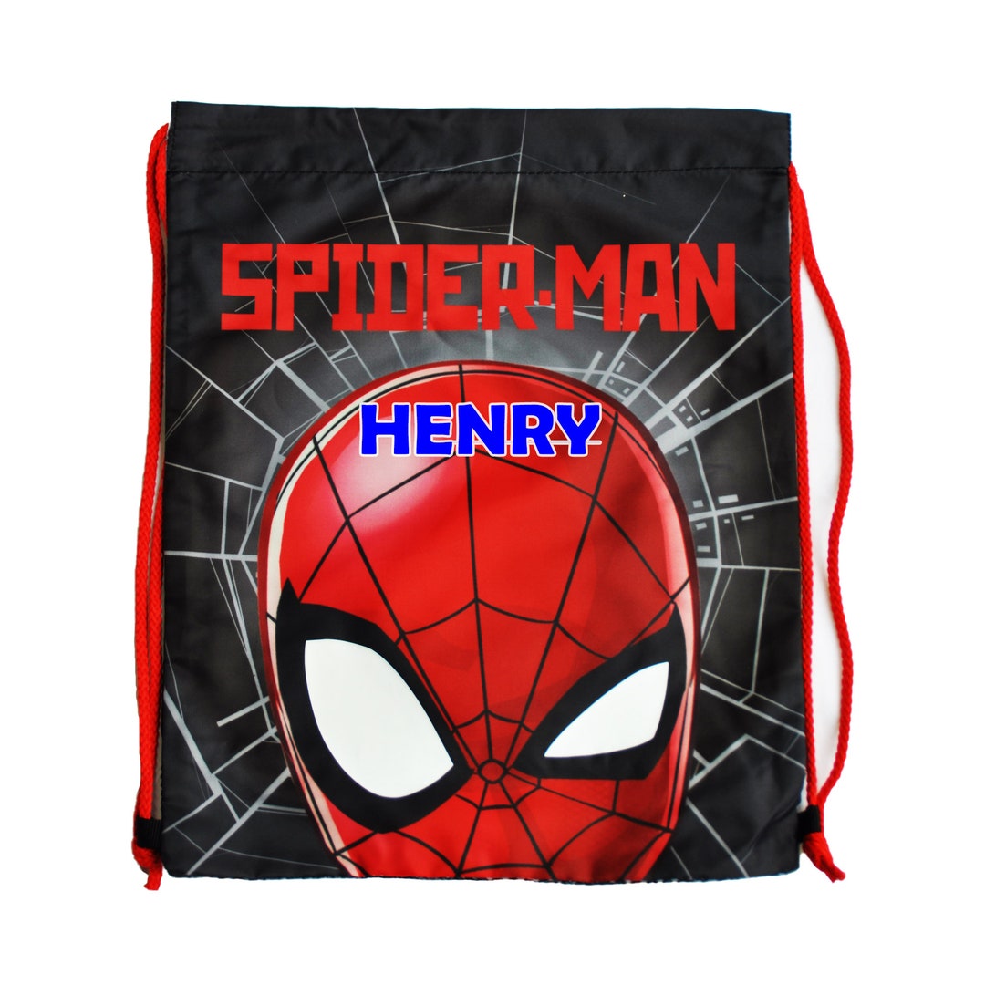 Personalised Official Spiderman Kids Character Drawstring Bag, Back to ...