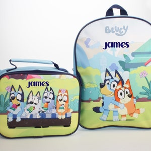 5 Piece Disney Bluey Backpack Lunch Box Bag Tote Lunchbox Case Bingo Dad 3D  Ears