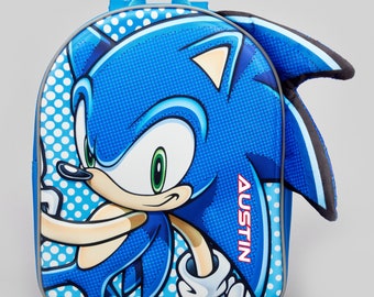 Personalised Sonic The Hedgehog Official 3D Kids Licensed Backpack, Back to School, Toddler Backpack