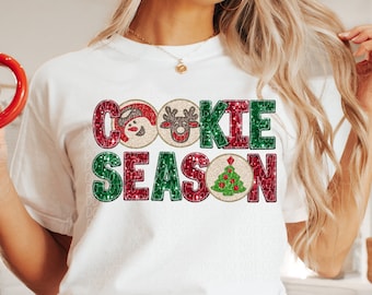 GLITTER COOKIE SEASON png, glitter Christmas cookies png, reindeer cookie png, snowman cookie png, pretty Christmas, faux glitter png