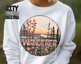 WANDERER png, outdoorsy digital for sublimation and dtf, glitter wanderer png, not all who wander png, wild and free png, glitter outdoorsy