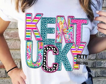 KENTUCKY png, Faux Embroidery Kentucky png, State png, bright Kentucky png, Kentucky proud png, faux embroidery png, Kentucky digital