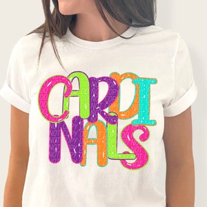 NEON CARDINALS png, Cardinals digital sublimation & dtf, bright Cardinals png, Cardinals pride png, retro Cardinals png, mascot png