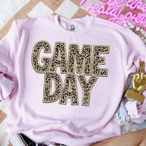 LEOPARD GAME DAY Glitter digital file for sublimation and dtf png, faux glitter game day png, game day png, football game day png