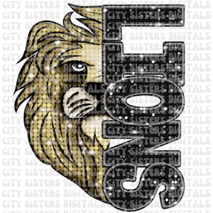 Lions Mascot Faux Glitter PNG: School Spirit (Digital Download)