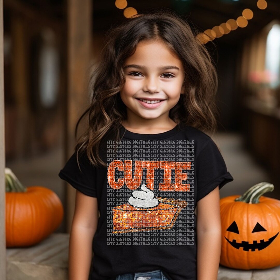 GLITTER CUTIE PIE png süsses Herbstdesign png, Kürbiskuchen png, Faux ...