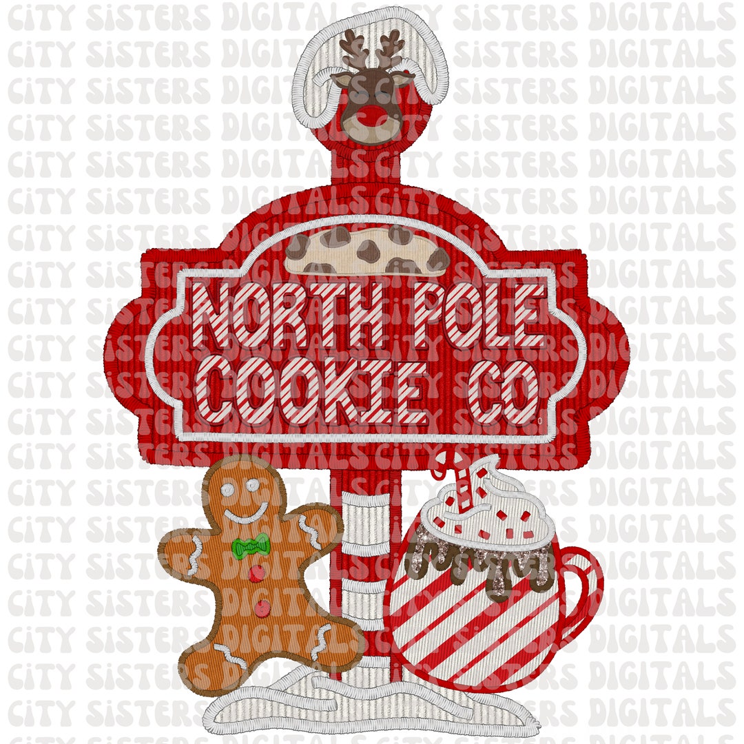 NORTH POLE COOKIE Co. Png, Gingerbread Christmas Cookie Png, Candy Cane ...