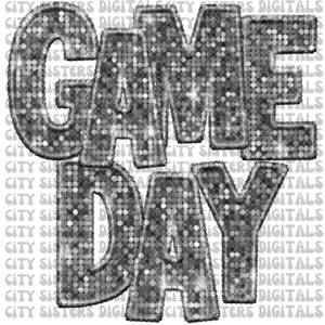 Silver Game Day Faux Glitter PNG (Digital Download)