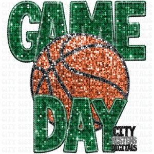 Basketball Game Day PNG: Faux Glitter Design (Digital Download)