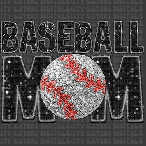 Baseball Mom Glitter PNG: Faux Stickdatei (Digitaler Download)