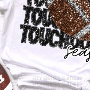 FOOTBALL TOUCHDOWN SEASON, faux embroidery sequins png digital file for sublimation, direct to film