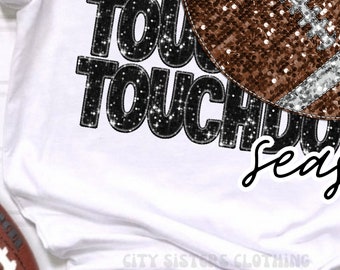 FOOTBALL TOUCHDOWN SEASON, faux embroidery sequins png digital file for sublimation, direct to film