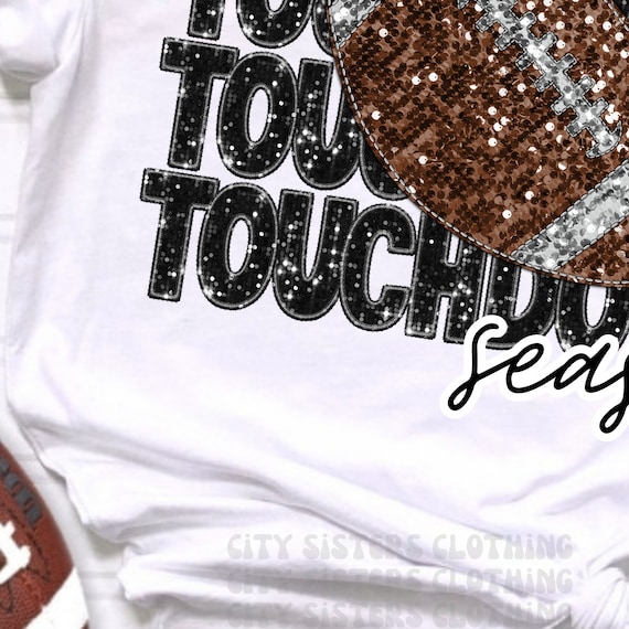 FOOTBALL TOUCHDOWN SEASON, faux embroidery sequins png digital file for sublimation, direct to film