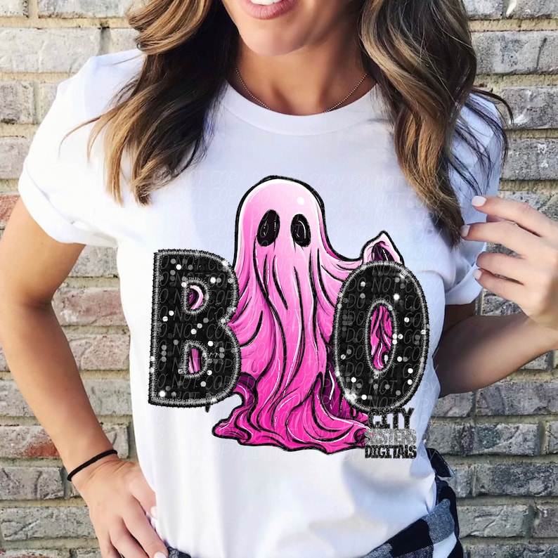 PINK HALLOWEEN digitaal voor sublimatie en dtf-png, Boo Pink Ghost png, Pink Ghost Halloween png, Pink Boo png, Halloween png afbeelding 2