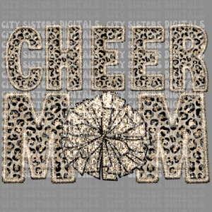 CHEER MOM PNG, Cheerleading png, glitter cheer mom png, Cheerleading faux embroidery png, digital file for sublimation, direct to film