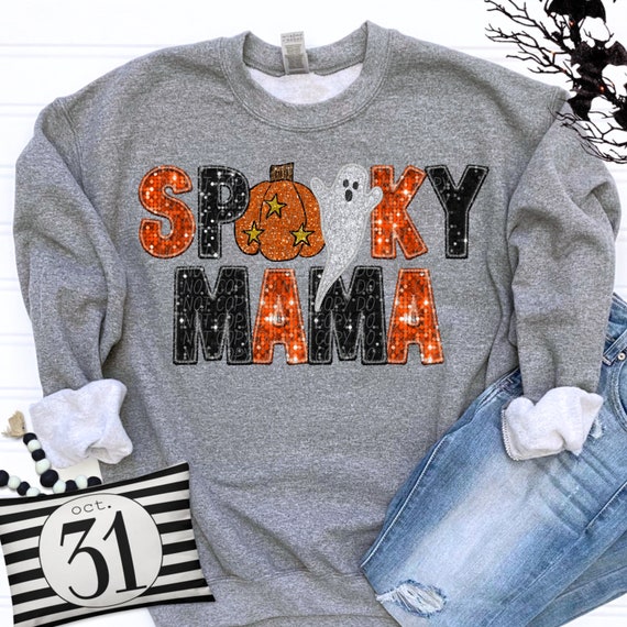 GLITTER SPOOKY MAMA png. Halloween Mama digital for sublimation and dtf png, spooky season png,  Halloween Mama png