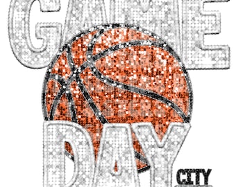 BASKETBALL GAME DAY png, faux glitter basketball game day png, Basketball mom png, sequins png, Basketball digital file, white game day png