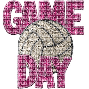 Volleyball Game Day Faux Glitter Design (Digital PNG)