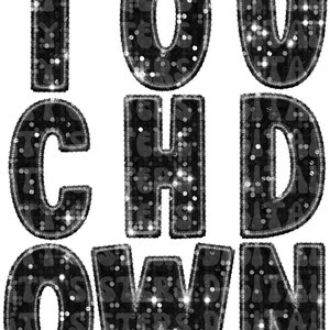 FOOTBALL TOUCHDOWN SEQUINS, black faux embroidery sequins png digital file for sublimation, direct to film